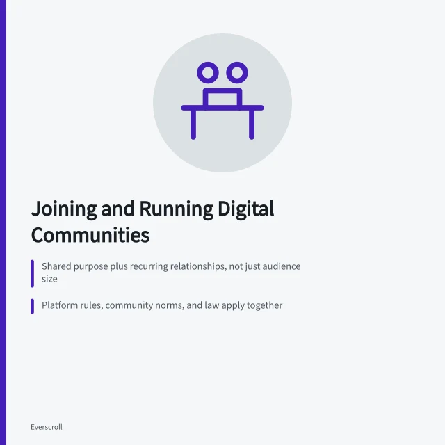 Phone screen glowing at night while scrolling a community feed. Digital communities: a practical guide to joining and running one
