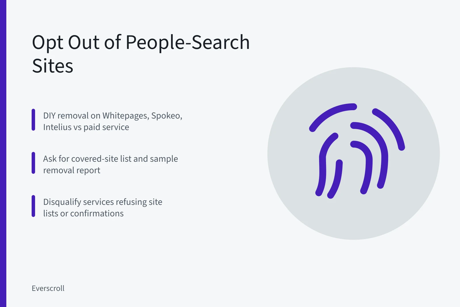Card listing steps to opt out of people-search sites without a lawyer. Opting Out of People-Search Sites: A US Guide Without a Lawyer