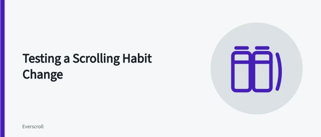 Card summarizing a two-week scrolling habit experiment with batched notifications. Testing a scrolling habit change in a fictional experiment over two weeks
