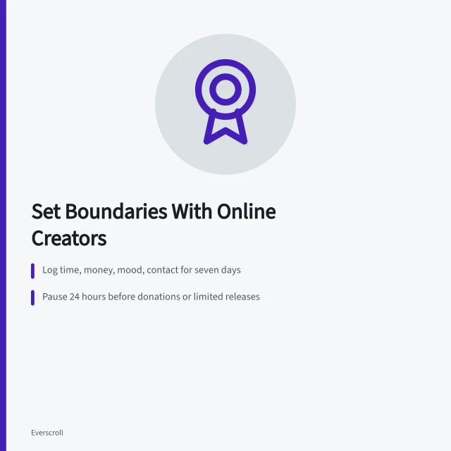 Person scrolling a glowing smartphone feed at night. How to set boundaries around creators and online personalities