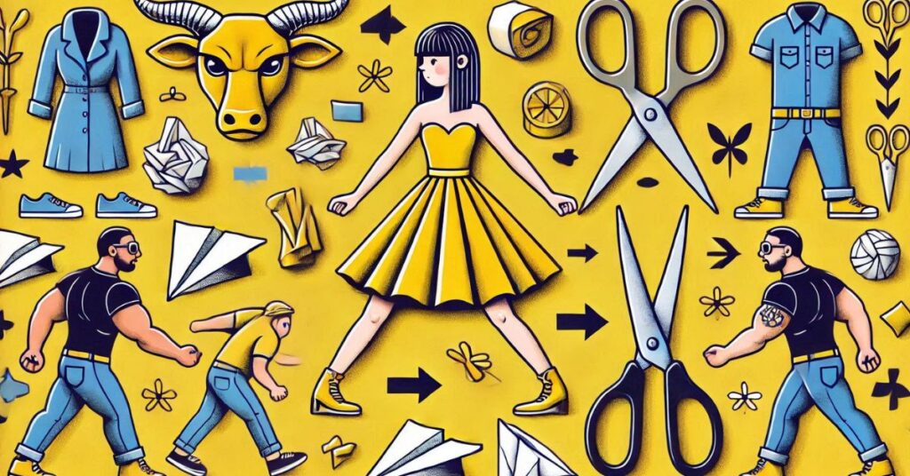 Rock Paper Scissors Yellow Dress